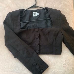 Princess Polly Black Crop Button-up Top